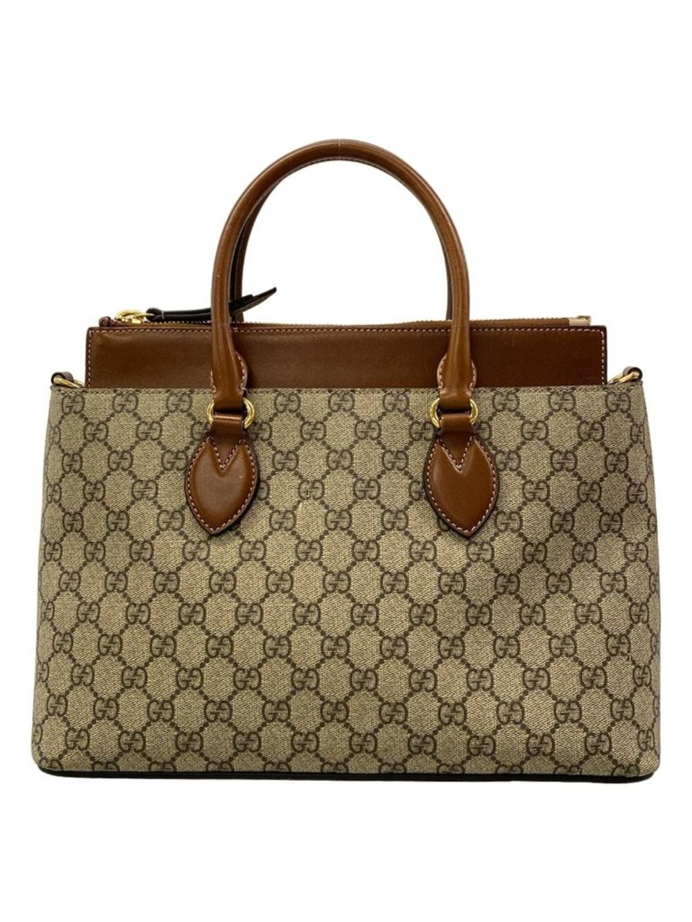 Gucci Handbag Beige Brown Leather